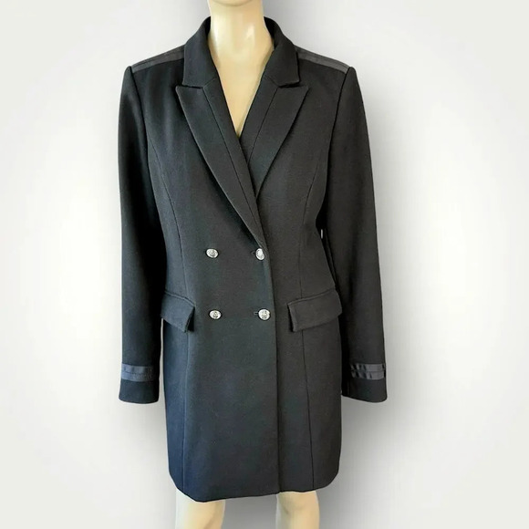 White House Black Market Jackets & Blazers - White House Black Market Military Double Breast Trench Coat Lined Size L Black